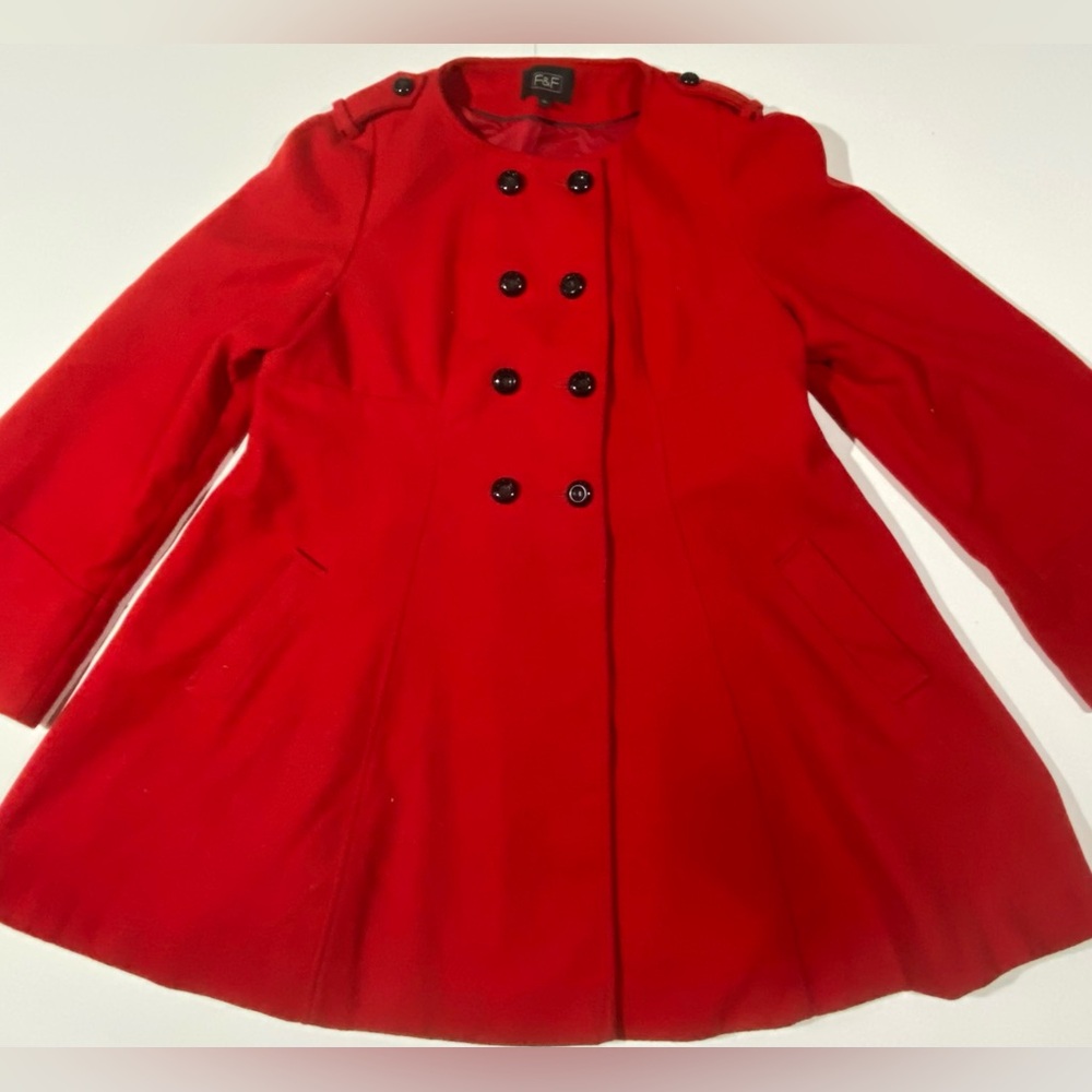 F&F Red Flair Pea Coat Size 16